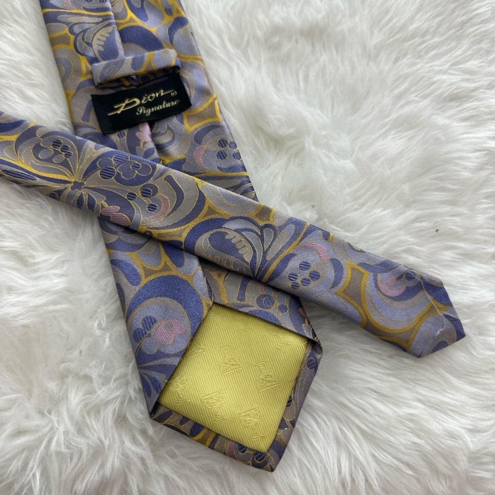 Gorgeous Silk Tie by Dion Signature - Purple and Yellow Silk - Designer Tie
